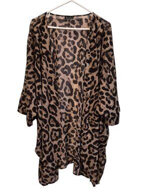 Racheal Women's Sheer Animal Print Kimono Cardigan Size 1XL/2XL
